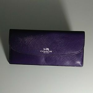 Coach Purple Slim Wallet With Zipper